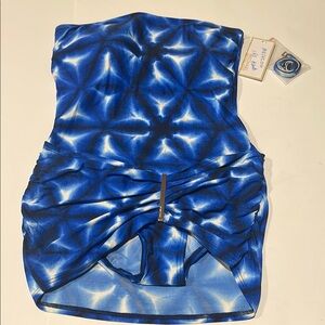 Michael kors blue white skirted one piece bathing suit swim wear NWT
